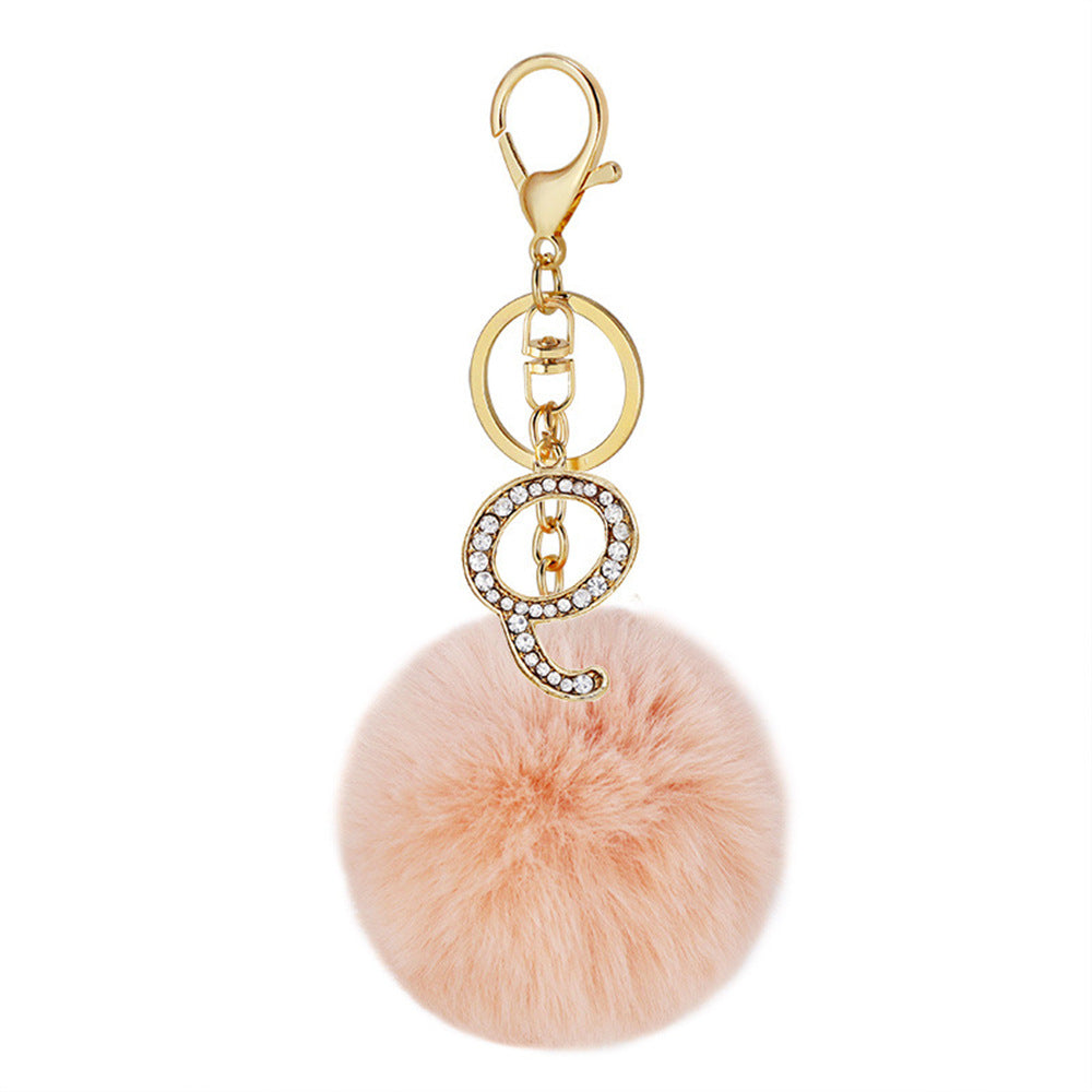Wholesale Zinc Alloy 26 English Alphabet Hair Ball Keychain